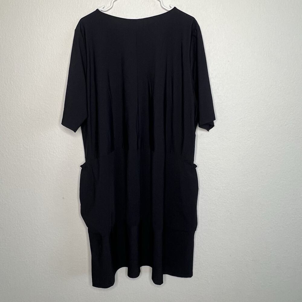 Comfy USA 3X Stretch Jersey Knee Length Dress Black Lagenlook Flowy Travel Aa2 - Picture 4 of 6
